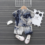 Baby Boys 2Pc Tie-dyed Graffiti Shirt & Shorts Set. Ages 9M-4T