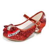Princess Kitty Heels Leather Glitter Shoes for Girls