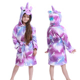 Girls Fleece Unicorn Hooded Bathrobes
