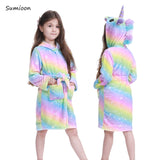 Girls Fleece Unicorn Hooded Bathrobes
