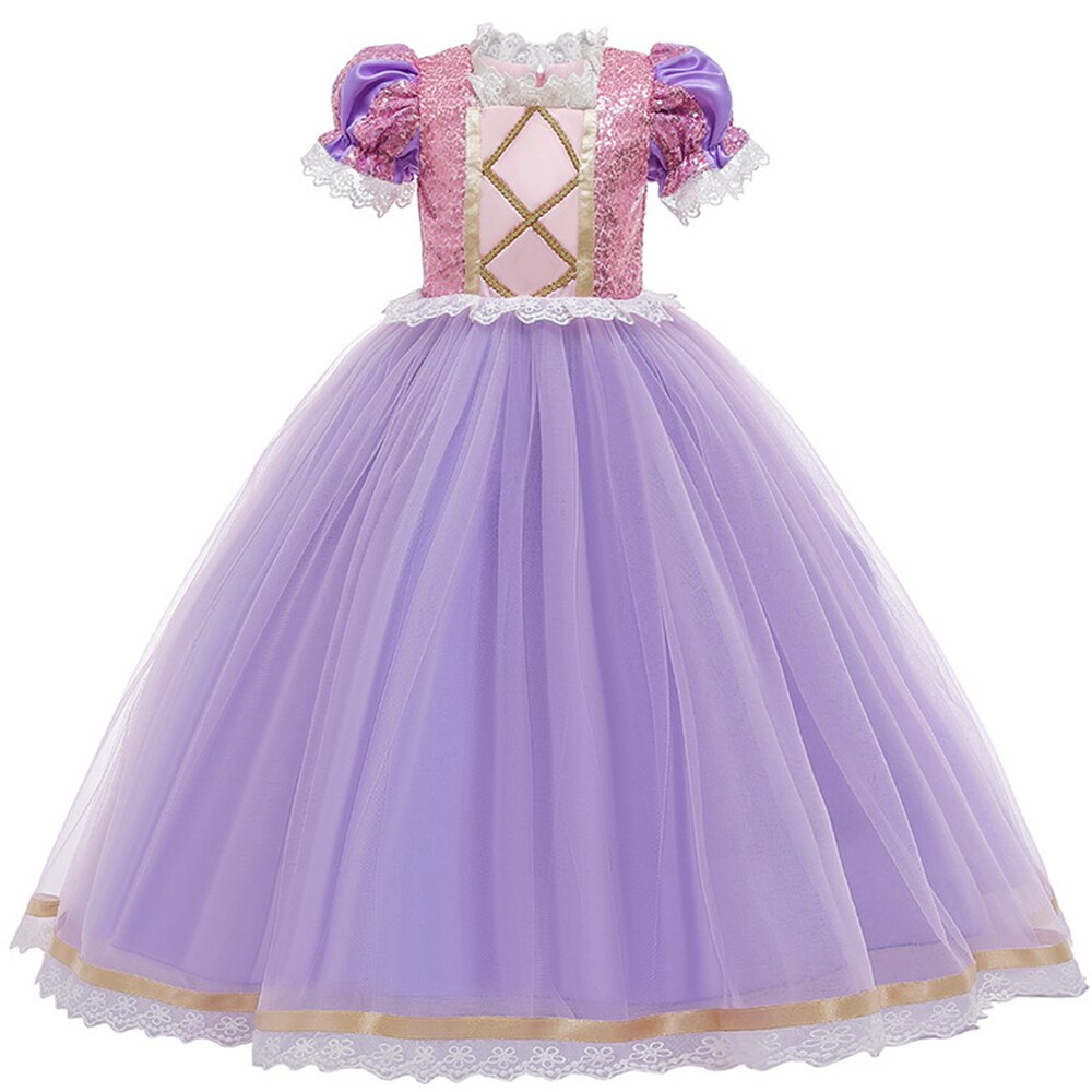 Princess Birthday Party Ball Gown With Puff Sleeve & Accessories.