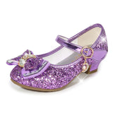 Princess Kitty Heels Leather Glitter Shoes for Girls