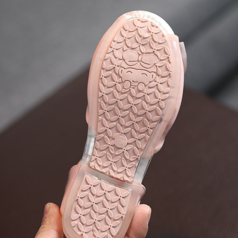Stylish Pearl Mesh Bowknot Sandals For Girls