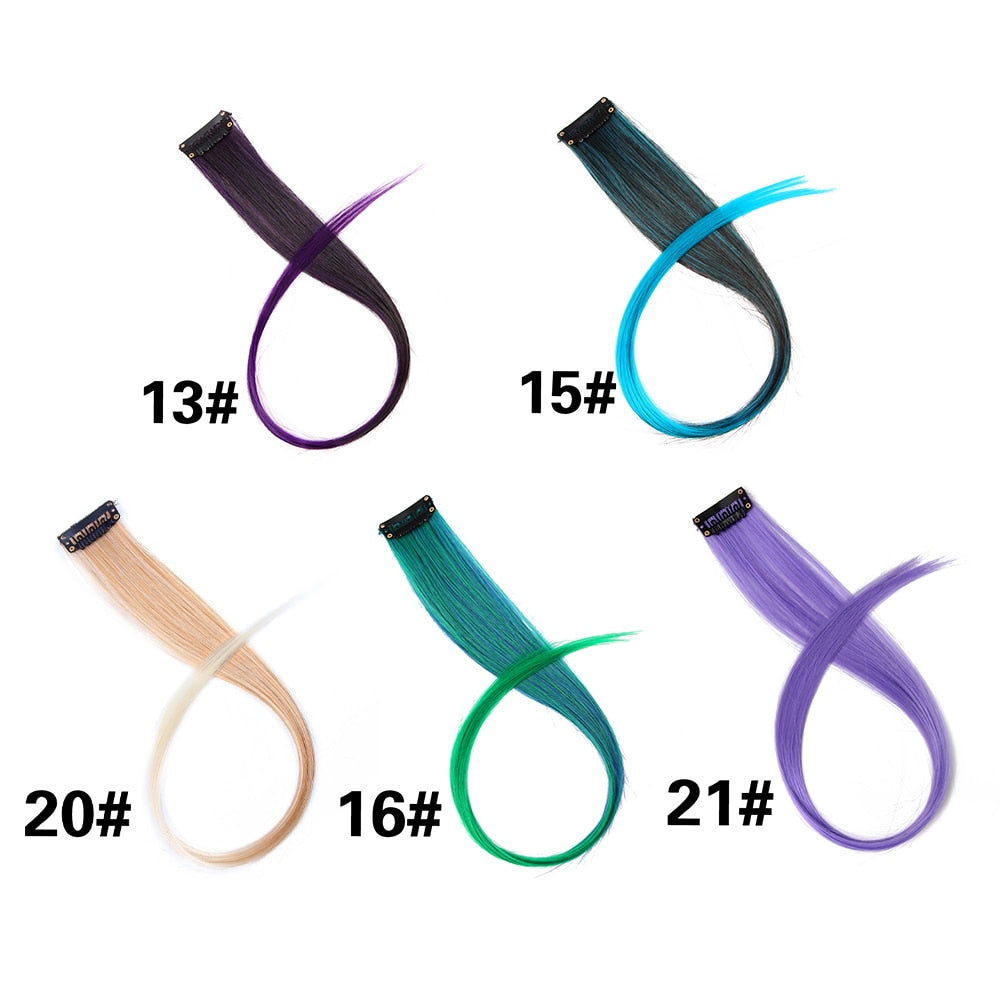 5PC Synthetic Clip-In Color Hair Extensions.
