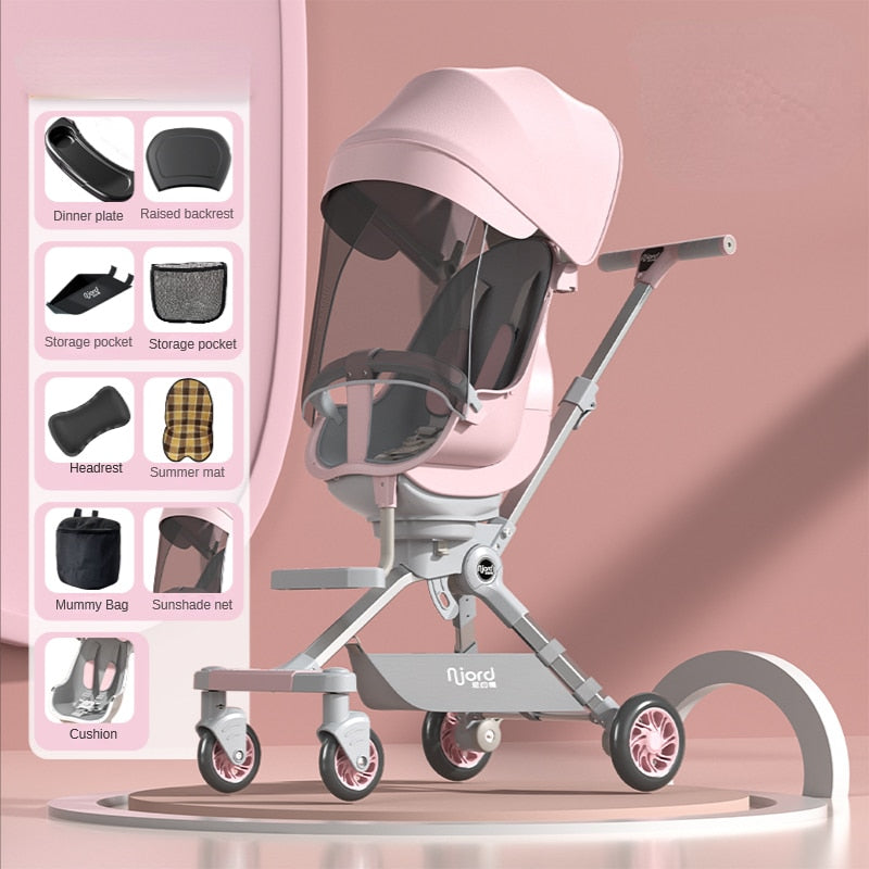 Modern Eggshell Style Portable Baby Stroller With Aluminum Frame. 3M~3Yrs