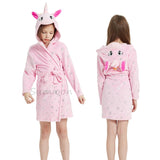 Girls Fleece Unicorn Hooded Bathrobes