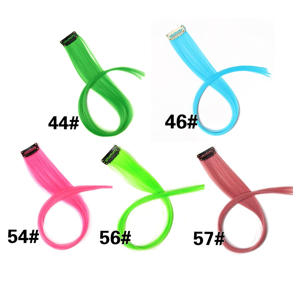5PC Synthetic Clip-In Color Hair Extensions.