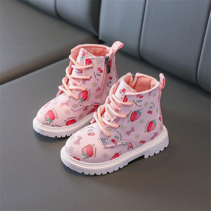 Girl Baby Warm and Stylish Strawberry Leather Boots