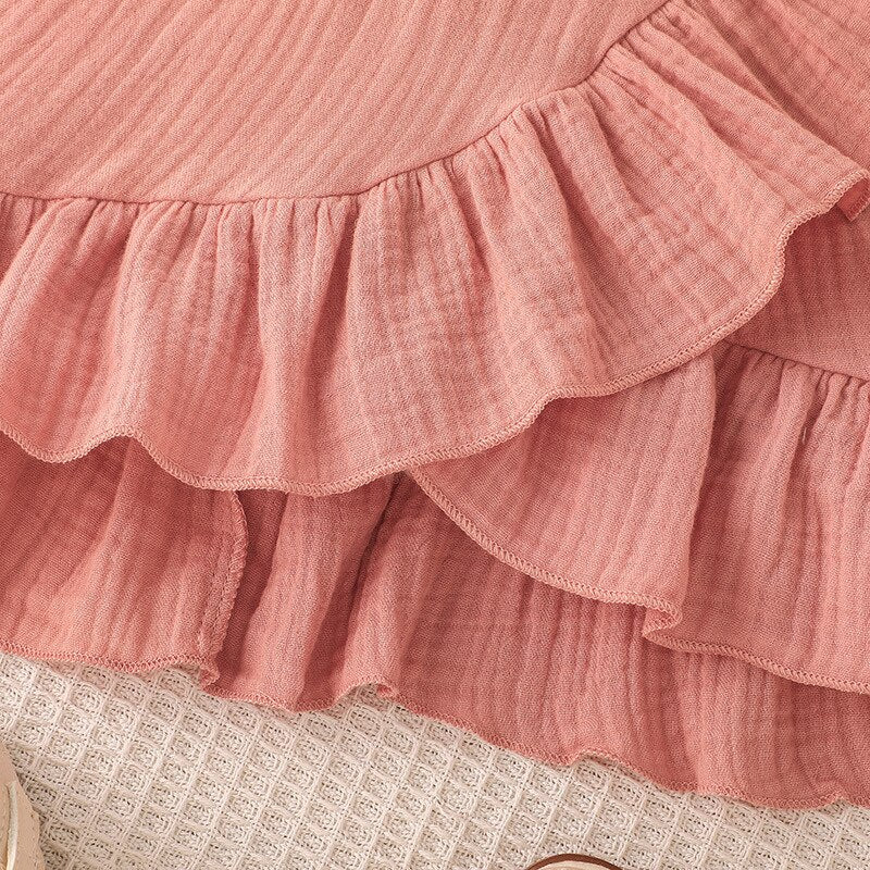 Girls Summer Sleeveless Lace Sash & Ruffles Dress. Ages 4T-7