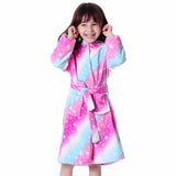 Girls Fleece Unicorn Hooded Bathrobes