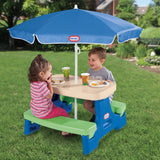 Easy Store Jr. Picnic Table with Umbrella for Kids, Blue & Green