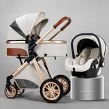 New 3 IN 1 Baby Stroller With Car Seat Option. Multi-functional, High Landscape, Foldable, Reclinable & Light Weight