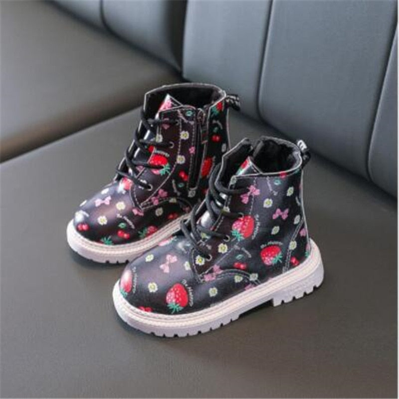Girl Baby Warm and Stylish Strawberry Leather Boots