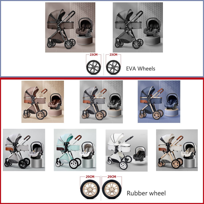 New 3 IN 1 Baby Stroller With Car Seat Option. Multi-functional, High Landscape, Foldable, Reclinable & Light Weight