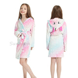 Girls Fleece Unicorn Hooded Bathrobes