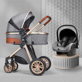 New 3 IN 1 Baby Stroller With Car Seat Option. Multi-functional, High Landscape, Foldable, Reclinable & Light Weight