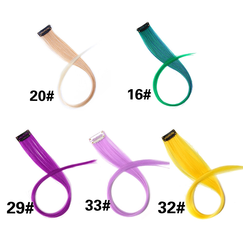 5PC Synthetic Clip-In Color Hair Extensions.