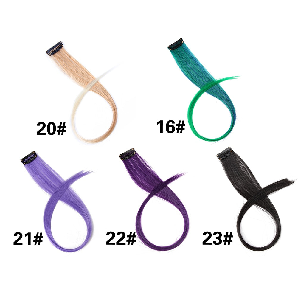 5PC Synthetic Clip-In Color Hair Extensions.
