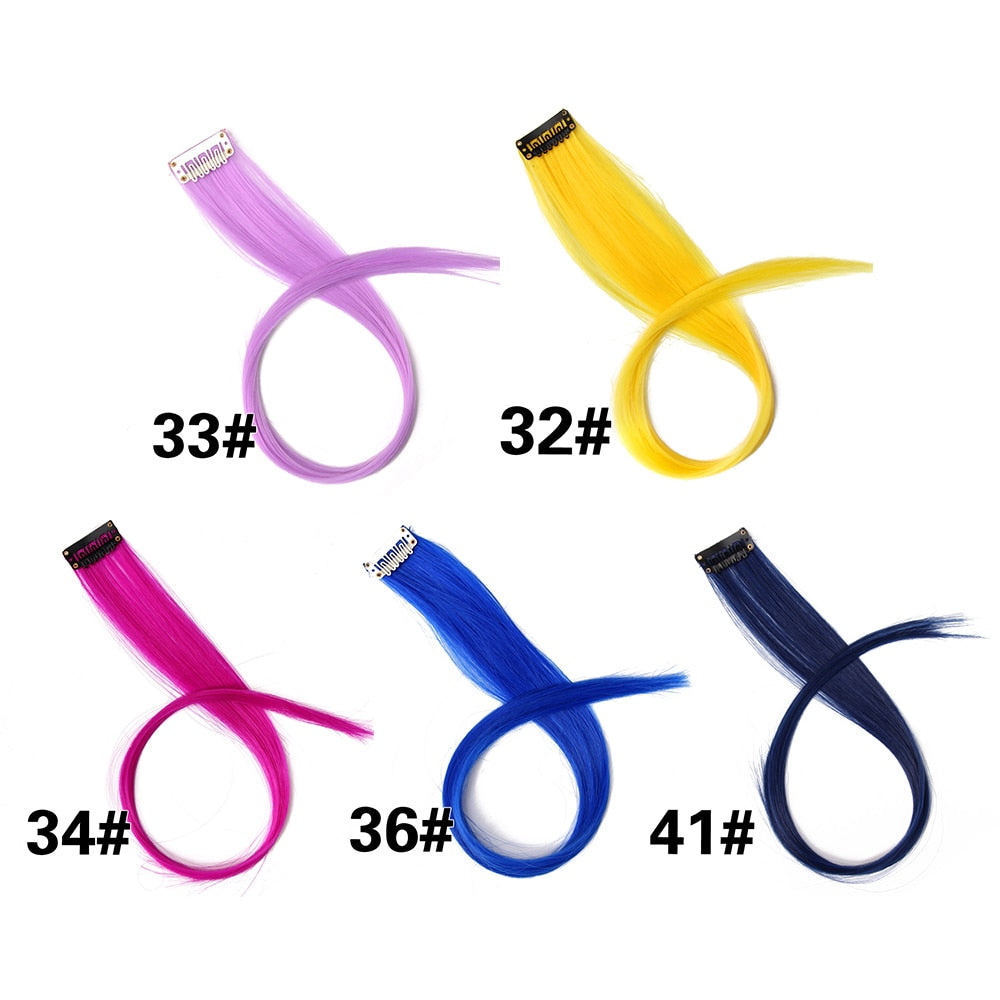 5PC Synthetic Clip-In Color Hair Extensions.