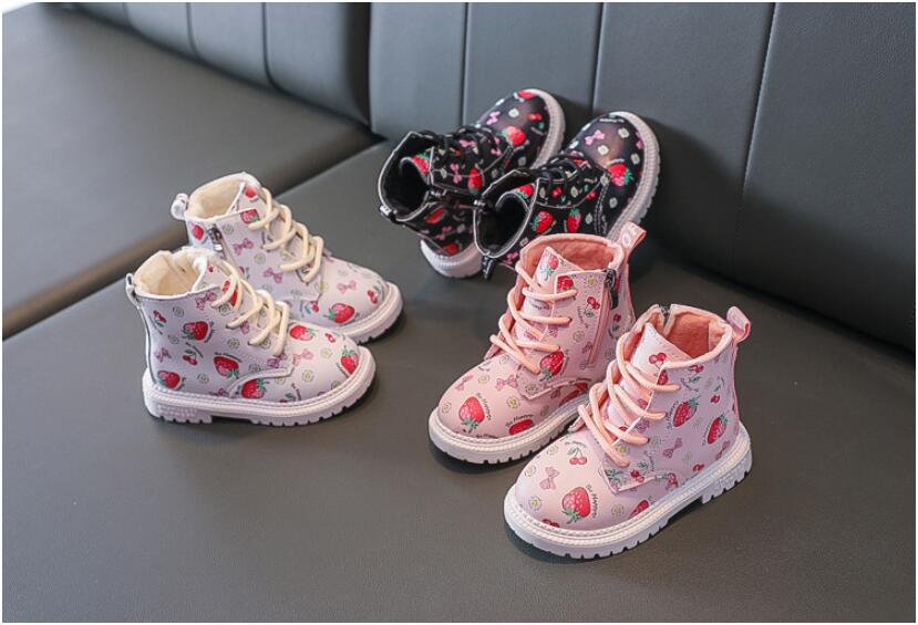 Girl Baby Warm and Stylish Strawberry Leather Boots