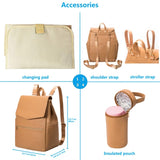 New Fashion Pu Leather Mommy Bag Large Capacity Solid Color Shoulder Mother And Baby Organizer Stroller Travel Nursing Backpack