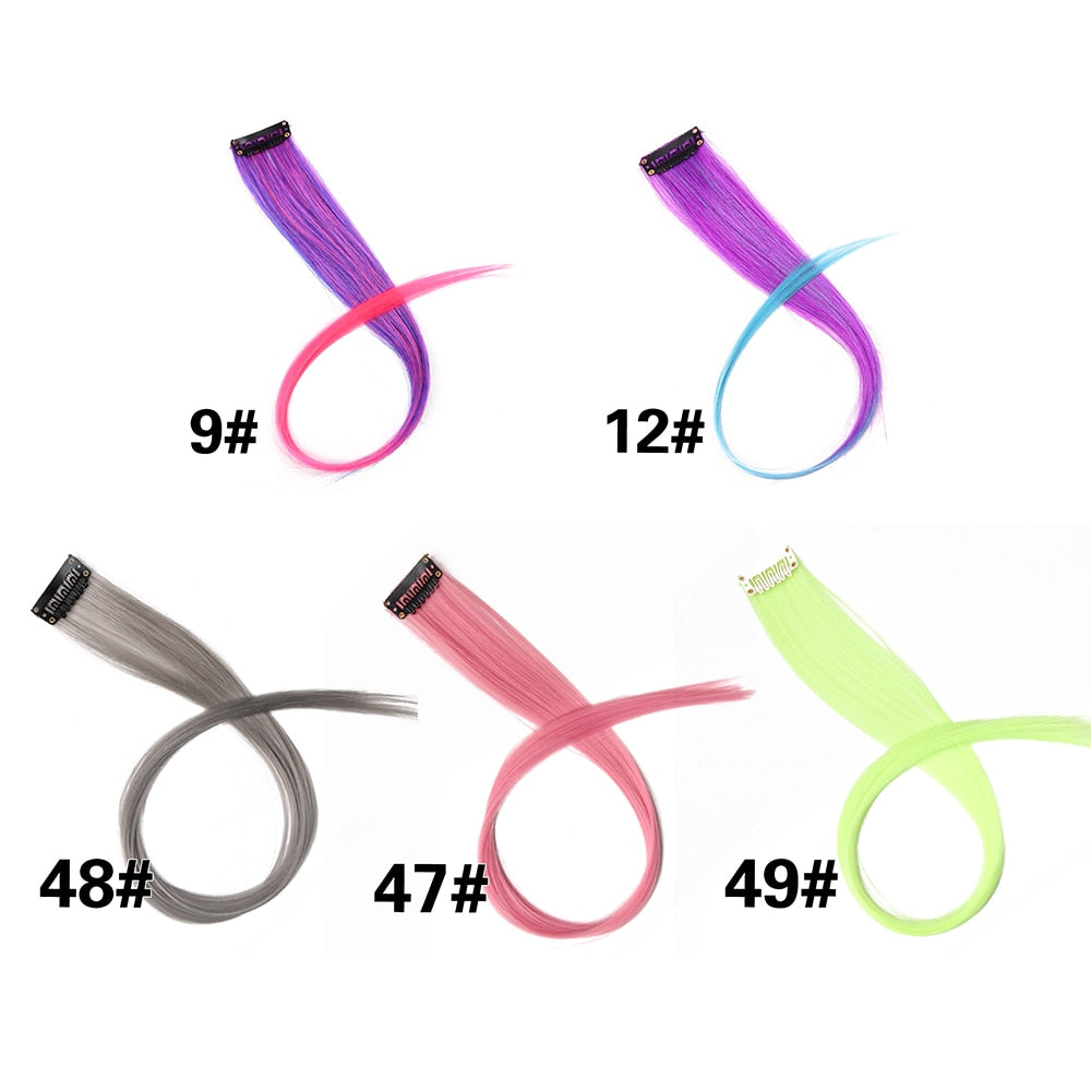 5PC Synthetic Clip-In Color Hair Extensions.