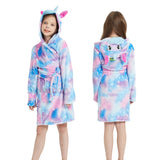 Girls Fleece Unicorn Hooded Bathrobes