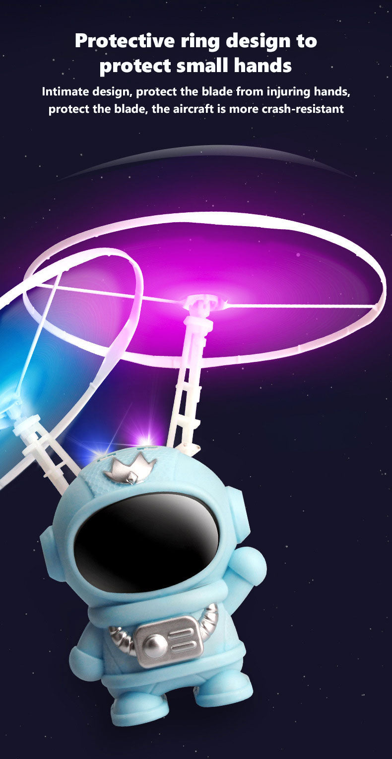 Flying Robot Astronaut. High-Tech Interactive Hand-Controlled Drone With Dual Wings with Lights