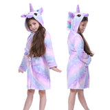 Girls Fleece Unicorn Hooded Bathrobes
