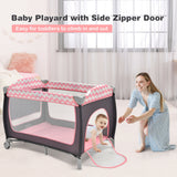 Baby Joy 3 in 1 Baby Portable Playpen & Infant Nursery Center w/ Zippered Door