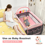 Baby Joy 3 in 1 Baby Portable Playpen & Infant Nursery Center w/ Zippered Door