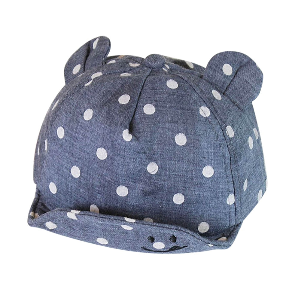 Cute Polka Dot Baby Cap With Ears For Both Girls & Boys