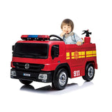 Kids 12V Ride On Battery Powered Electric Fire Truck with Parental Remote Control