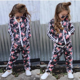 Baby Girls Sporty Floral Print Long Sleeve Sweatshirt and Pant Set