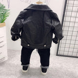 Boys 3Pc Fashion Faux Leather Jacket , Knitted Sweater, &  Jeans Set. {Items Also Available Separately}