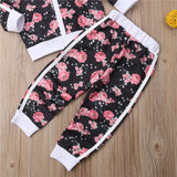 Baby Girls Sporty Floral Print Long Sleeve Sweatshirt and Pant Set