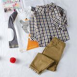 Boys Stylish 3pc Plaid Button Down, Long Sleeve Shirt and Pants Set