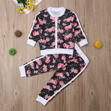 Baby Girls Sporty Floral Print Long Sleeve Sweatshirt and Pant Set