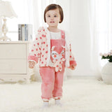 Baby Girls Adorable 2Pc Winter Plush Hooded Sweater Jacket and Soft Overalls Combo.