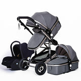 3 in 1 Multifunctional luxury Baby Stroller & Carseat. Portable High Landscape 4 Wheel Folding Carriage