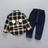 Baby Boys 2Pc Thick Velvety Flannel Shirt and Jeans Combo.