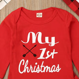 Baby's 3Pc "My First Christmas" Onesie,  Pant & Hat Set.