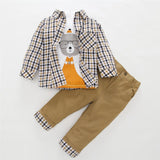 Boys Stylish 3pc Plaid Button Down, Long Sleeve Shirt and Pants Set