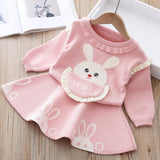 Baby Girls 2Pc Cartoon Bunny Sweater & Cute Skirt Set