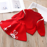 Baby Girls 2Pc Cartoon Bunny Sweater & Cute Skirt Set