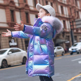 Stylish Waterproof Winter Down Coat For Girls, With Hooded Parka