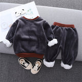 Kids 2Pc, Fleece Lined Cartoon Bear Pullover Sweater and Pant Set