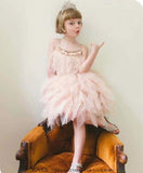 Girls Elegant Fashion Tulle & Tassels Party Dress