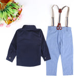 Toddler Boys 2Pc Shirt & Pants with Suspenders, Fashion Gentleman Set