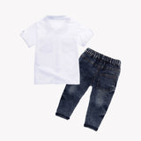 Toddler Boys Stylish 3Pc Shirt, Scarf & Jeans Set